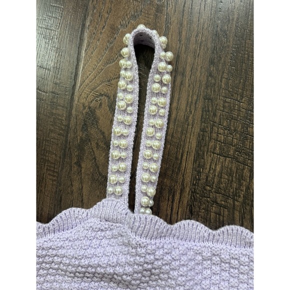 House Of Harlow 1960 S Cropped Knit Top Sweater Pearl‎ Straps Cottage Core Fairy - Picture 3 of 11